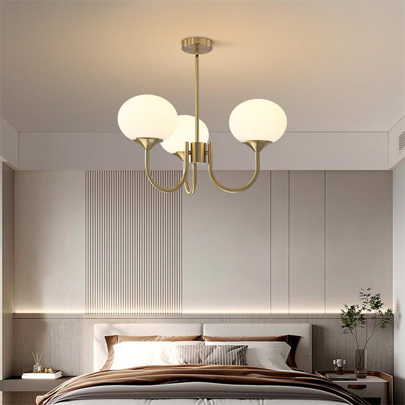 3-Lampowy różowo/biało/beżowy żyrandol