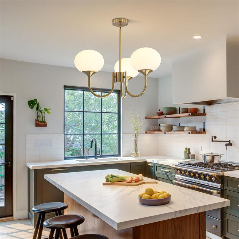 3-Lampowy różowo/biało/beżowy żyrandol