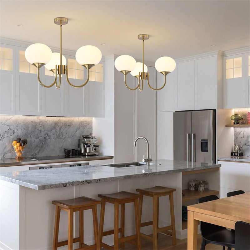 3-Lampowy różowo/biało/beżowy żyrandol