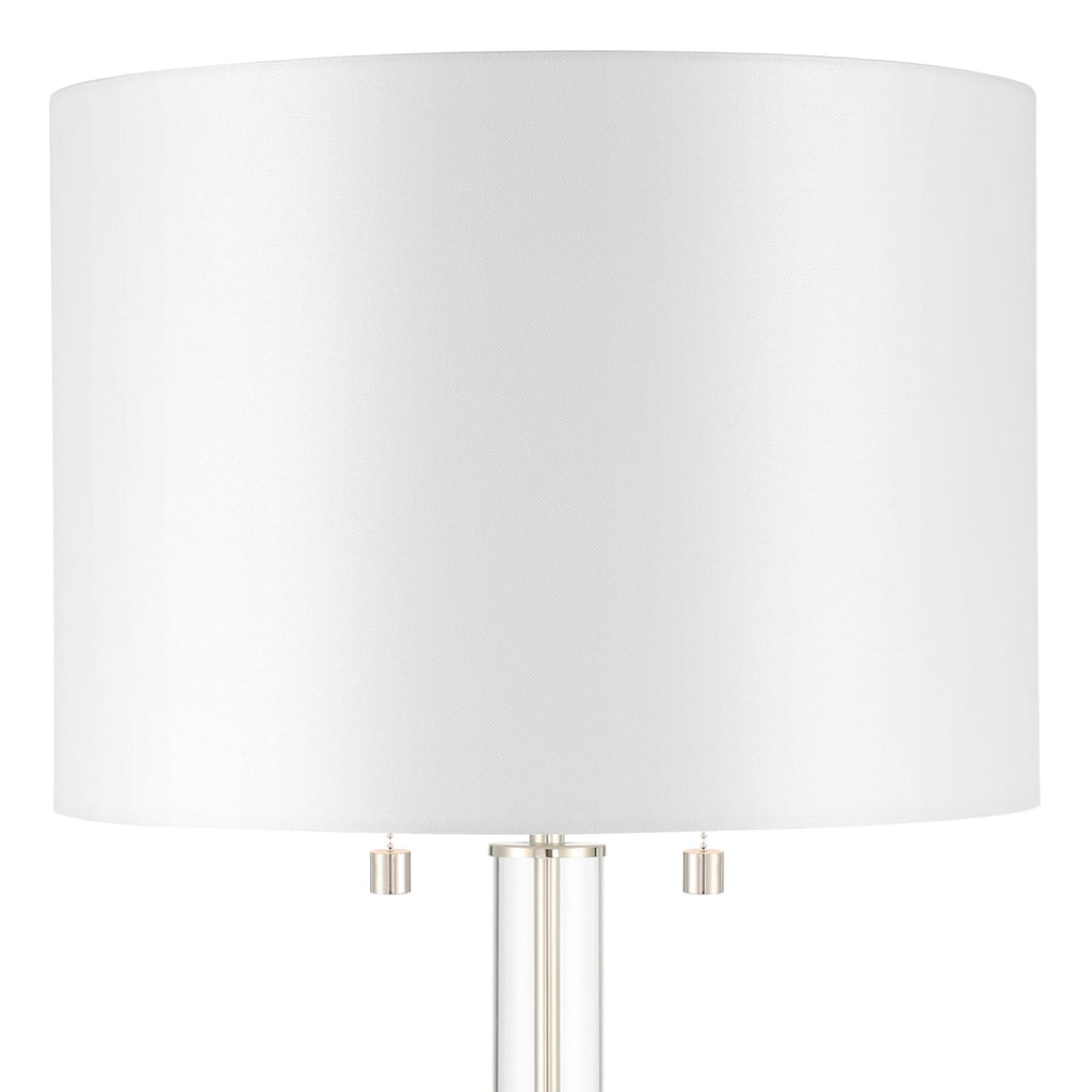 Lampa podłogowa Laurel z cylindrem szklanym, polerowany nikiel