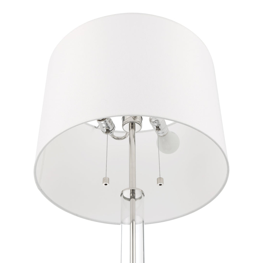 Lampa podłogowa Laurel z cylindrem szklanym, polerowany nikiel