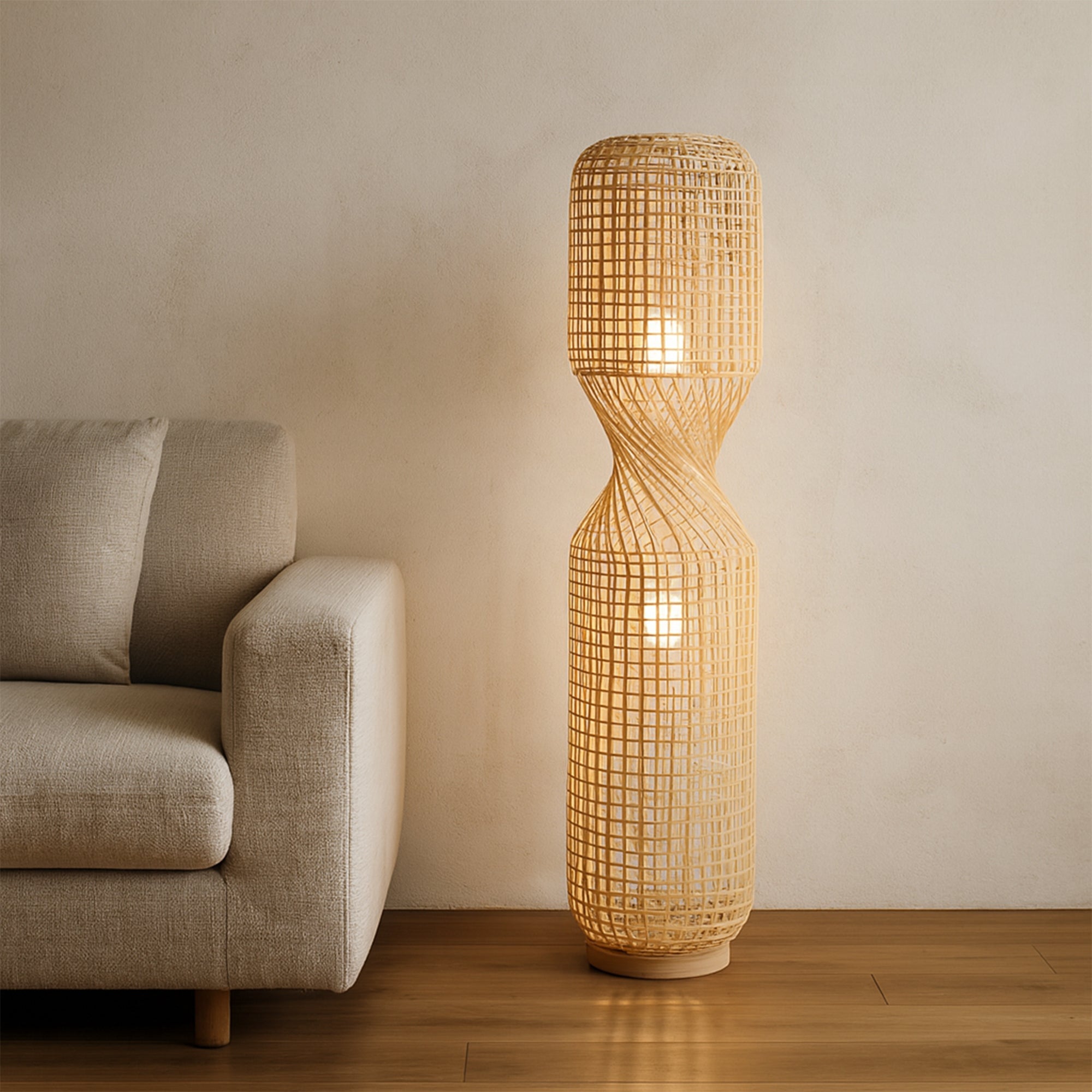Lampa podłogowa Twirla Rattan - Duża/Mała