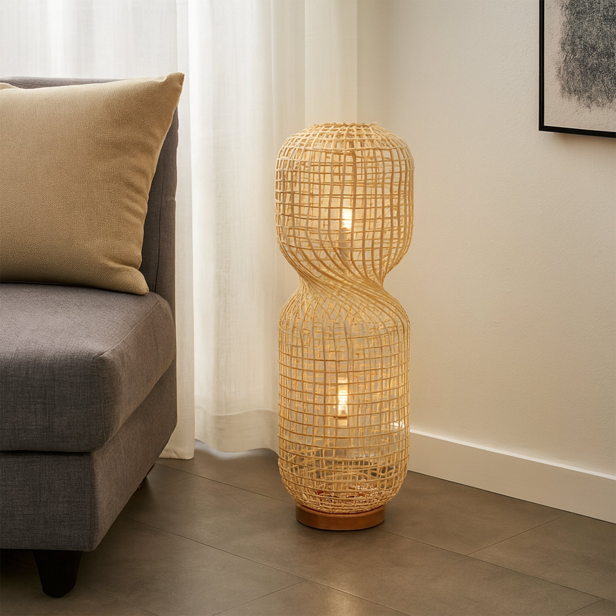 Lampa podłogowa Twirla Rattan - Duża/Mała