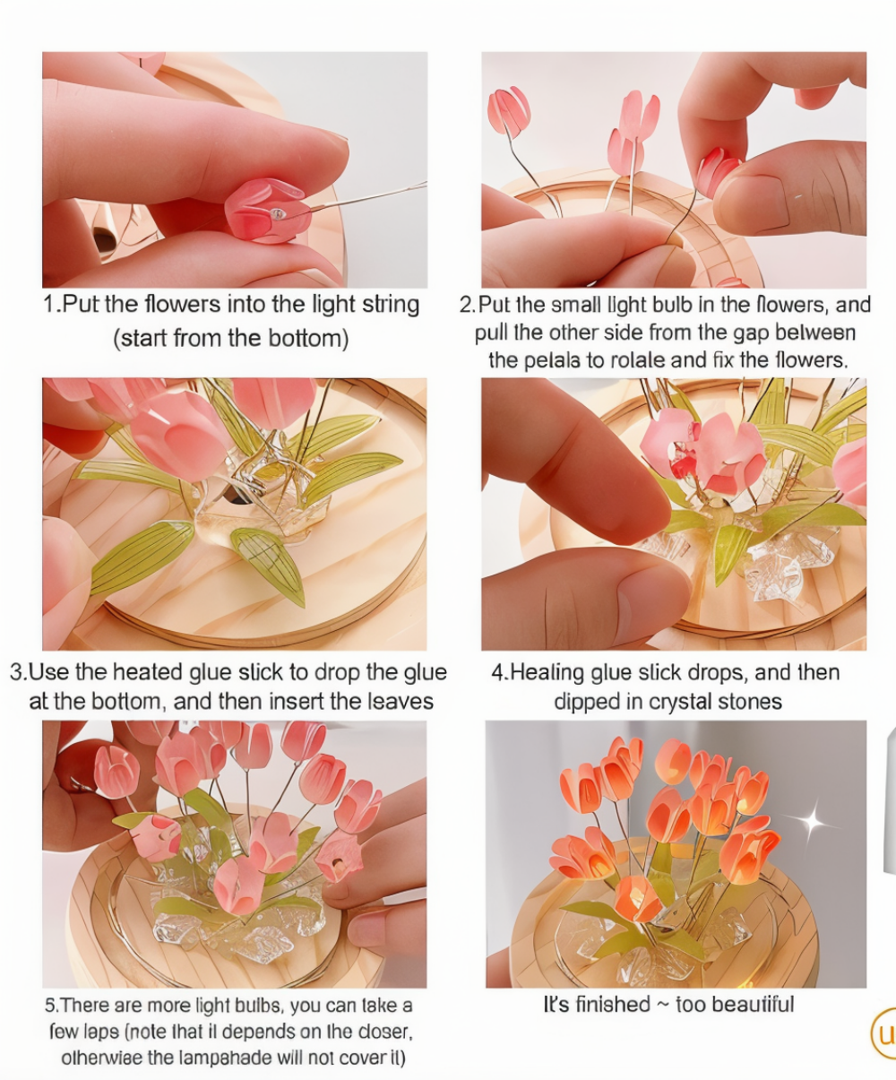 ArtifiTulip Lampa Stołowa - Urokliwa DIY LED Kwiatowa Lampa Nocna