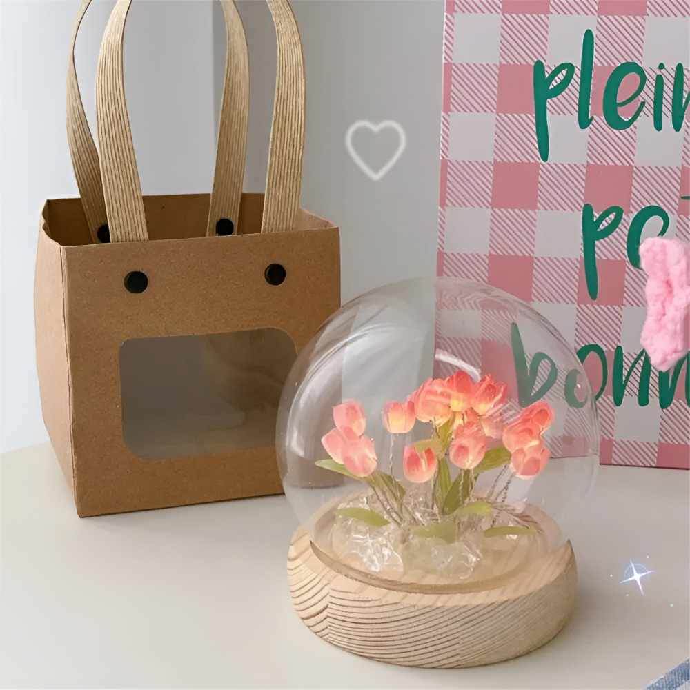 ArtifiTulip Lampa Stołowa - Urokliwa DIY LED Kwiatowa Lampa Nocna